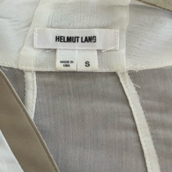White Helmut Lang Blouse With Leather Detail - Picture 4 of 6